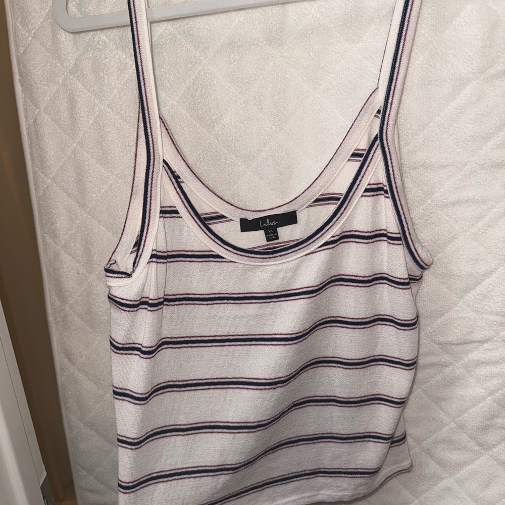 Lulu's Classic Striped Knit Top - White, Navy, Burgundy